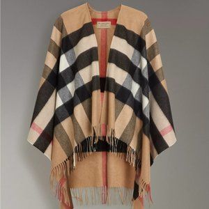 NWT Burberry Check Cashmere and Wool Poncho
